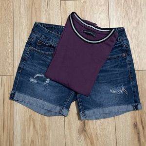Abercrombie & fitch top/American eagle jeans short